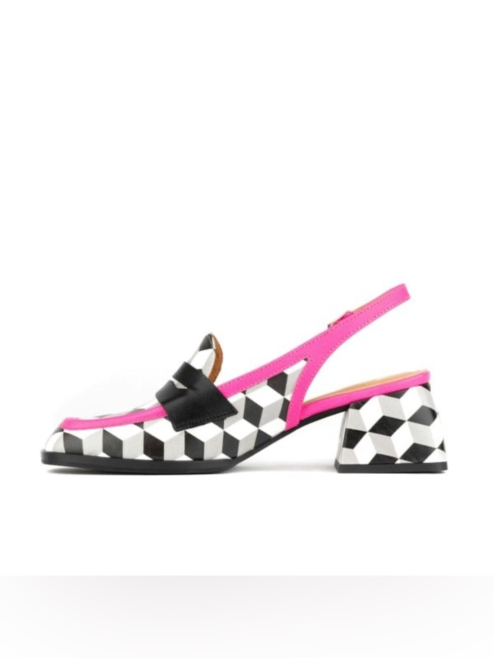 Embassy London Diana White Cubics square toe leather sling backs - Picture 3 of 14